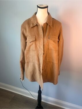 Kate Hill Tan Suede Utility Shirt Jacket